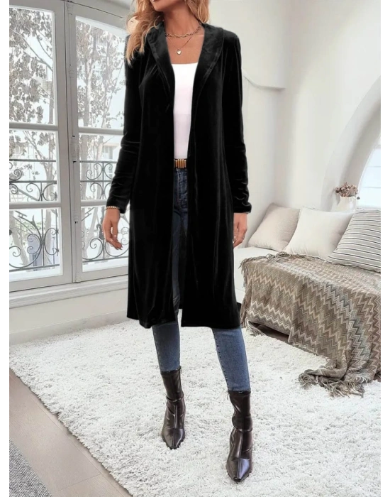 Kadın Uzun Kollu önü Açık Kolları Uzun Midi Ceket