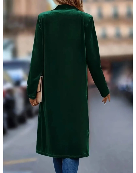 Kadın Uzun Kollu önü Açık Kolları Uzun Midi Ceket