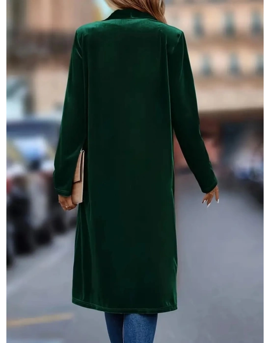 Kadın Uzun Kollu önü Açık Kolları Uzun Midi Ceket