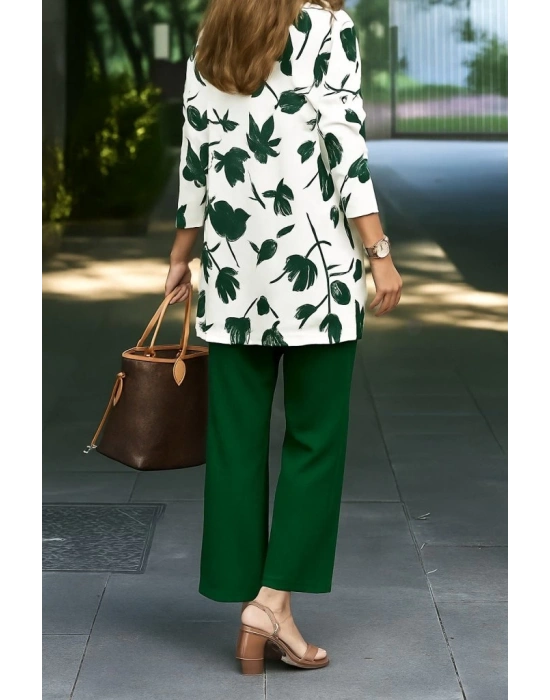 Kadın Uzun Kollu önü Açık Modal Ceket Kolsuz Viskon Iki Iplik Bluz Ve Pantolon üçlü Takım