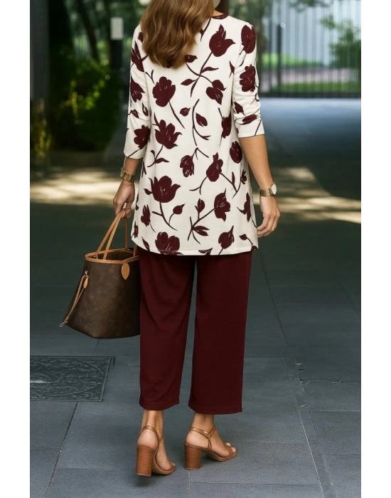 Kadın Uzun Kollu önü Açık Modal Ceket Kolsuz Viskon Iki Iplik Bluz Ve Pantolon üçlü Takım