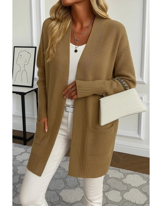 Kadın Uzun Kollu önü Açık Triko Hırka