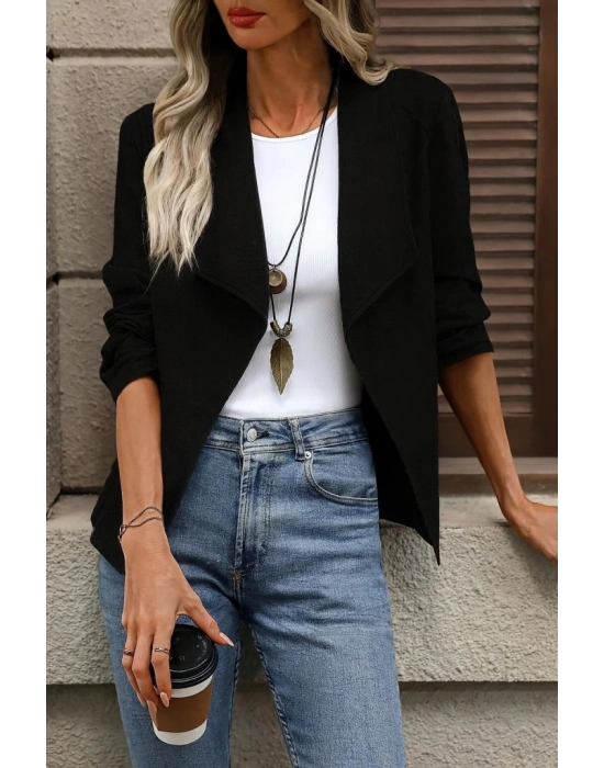 Kadın Uzun Kollu önü Açık Yakalı Süet Ceket