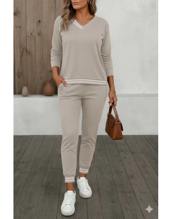 Kadın Uzun Kollu Ribana Detay Viskon Iki Iplik Ikili Takım