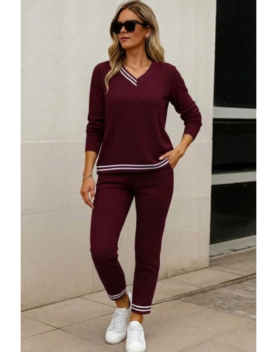 Kadın Uzun Kollu Ribana Detay Viskon Iki Iplik Ikili Takım