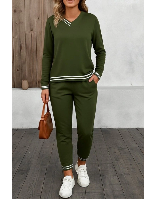 Kadın Uzun Kollu Ribana Detay Viskon Iki Iplik Ikili Takım