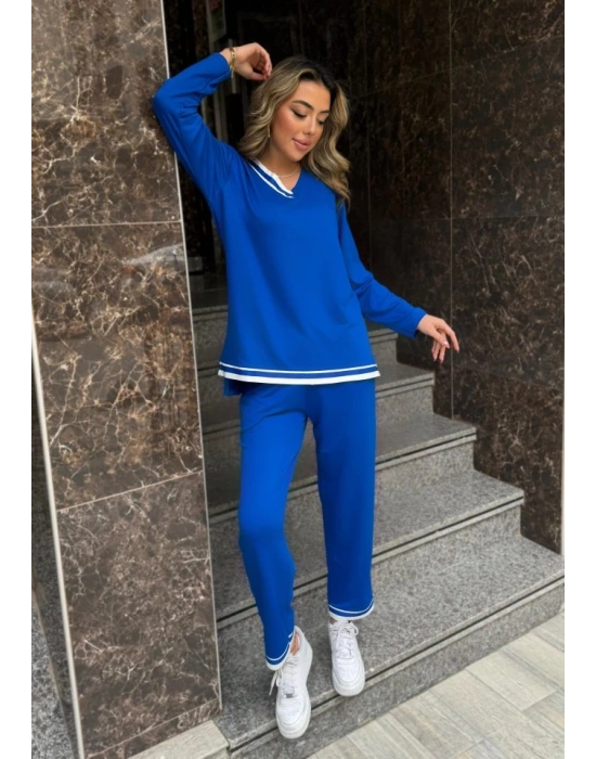 Kadın Uzun Kollu Ribana Detay Viskon Iki Iplik Ikili Takım