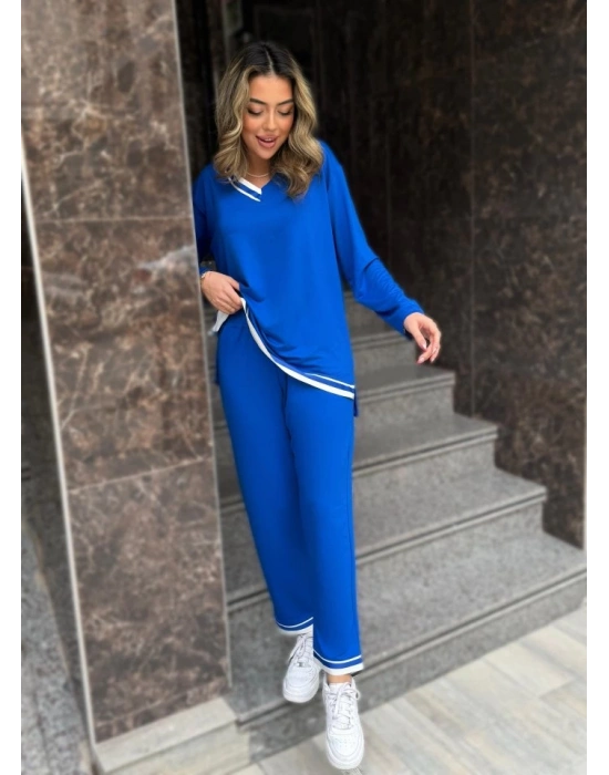 Kadın Uzun Kollu Ribana Detay Viskon Iki Iplik Ikili Takım