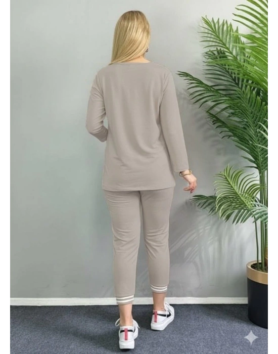 Kadın Uzun Kollu Ribana Detay Viskon Iki Iplik Ikili Takım