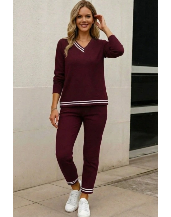 Kadın Uzun Kollu Ribana Detay Viskon Iki Iplik Ikili Takım