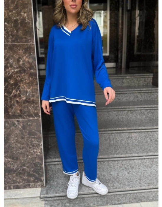 Kadın Uzun Kollu Ribana Detay Viskon Iki Iplik Ikili Takım