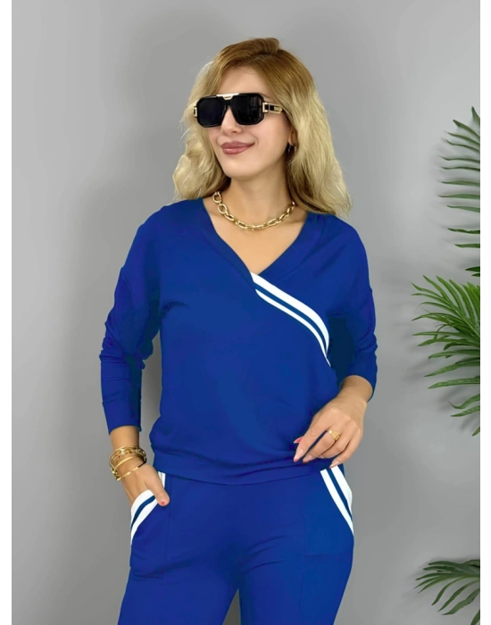 Kadın Uzun Kollu Ribana Detaylı Iki Iplik Penye Ikili Takım