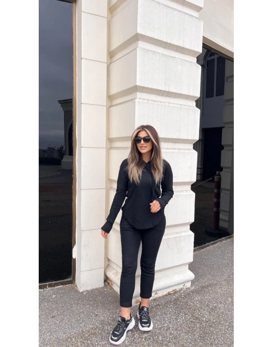 Kadın Uzun Kollu şardonlu Kaşkorse Kapşonlu Ikili Takım