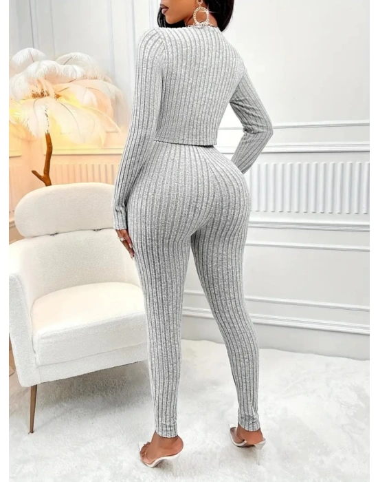 Kadın Uzun Kollu Straplez şardonlu Kaşkorse Bluz önü Düğmeli Ceket Ve Tayt Pantolonlu üçlü Takım