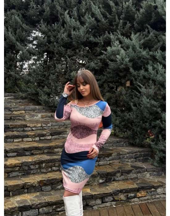 Kadın Uzun Kollu Tek Omuzu Askı Toka Detaylı Kısa Dalgıç Elbise