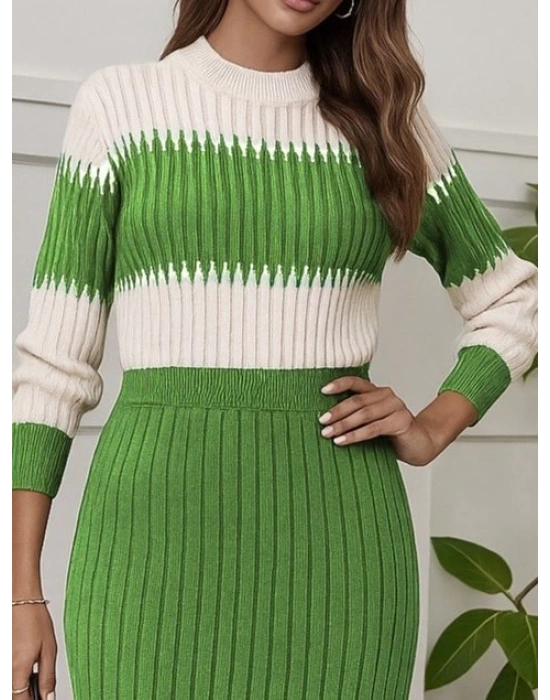 Kadın Uzun Kollu Triko Etekli Takım