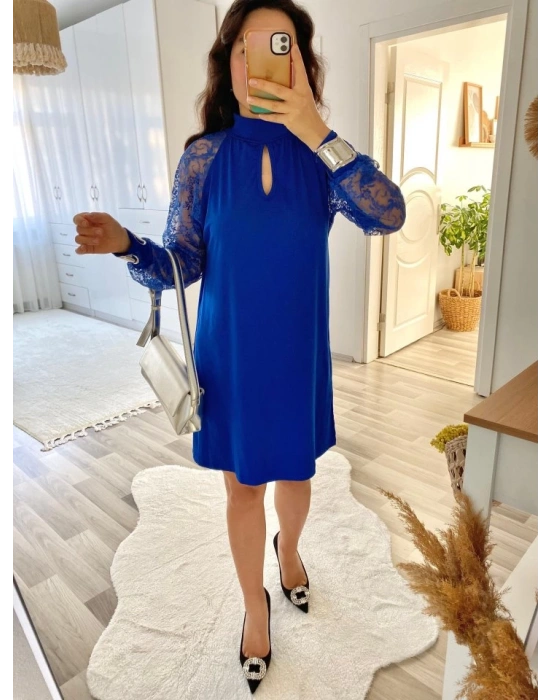 Kadın Uzun Kollu Tül Detay Sandy Mini Boy Elbise