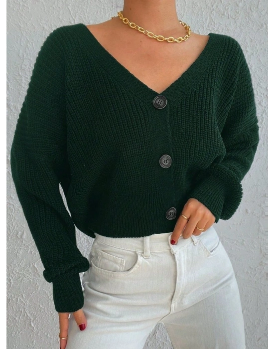 Kadın Uzun Kollu üç Düğmeli Triko Hırka