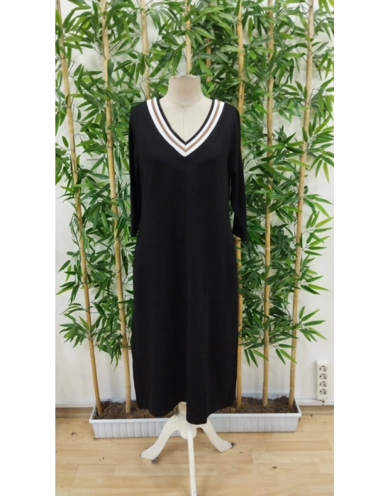 Kadın Uzun Kollu V şerit Yakalı Viskon Iki Iplik Elbise