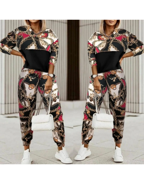 Kadın Uzun Kollu V Yaka Göğüs Altı Kadife Detay Mikro Ikili Takım