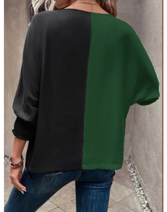 Kadın Uzun Kollu V Yaka Kol Ağzı Gipeli Sandy Bluz