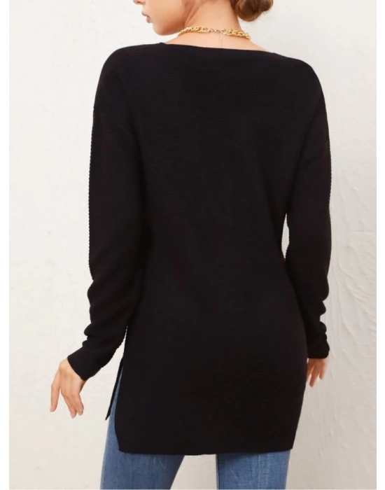 Kadın Uzun Kollu V Yaka Triko Bluz