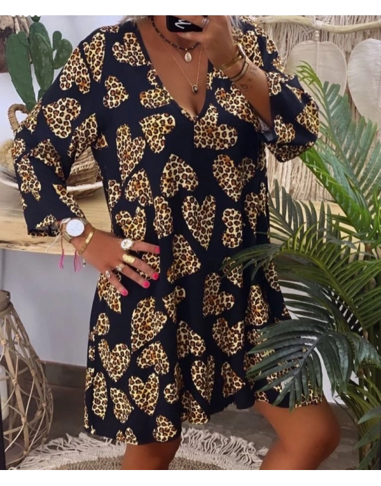 Kadın Uzun Kollu V Yaka Uzun Kol Mikro Midi Boy Elbise