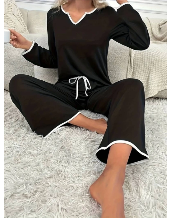 Kadın Uzun Kollu V Yaka Viskonikili Takım