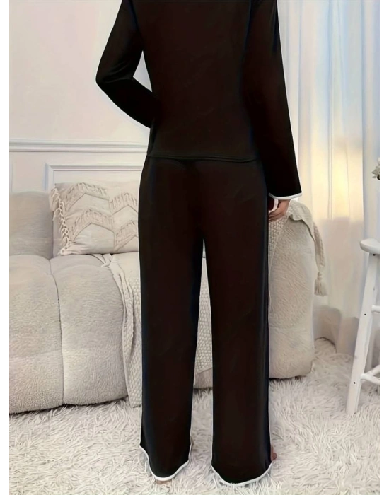 Kadın Uzun Kollu V Yaka Viskonikili Takım