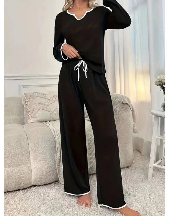 Kadın Uzun Kollu V Yaka Viskonikili Takım