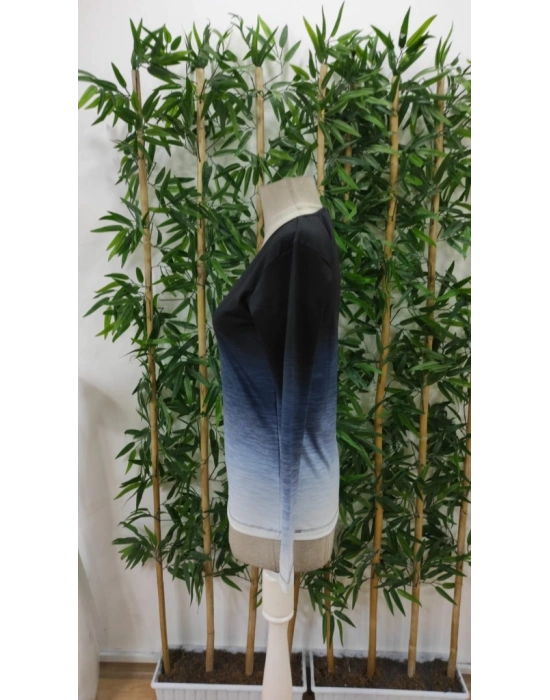 Kadın Uzun Kollu V Yakalı çok Renkli Süprem Bluz