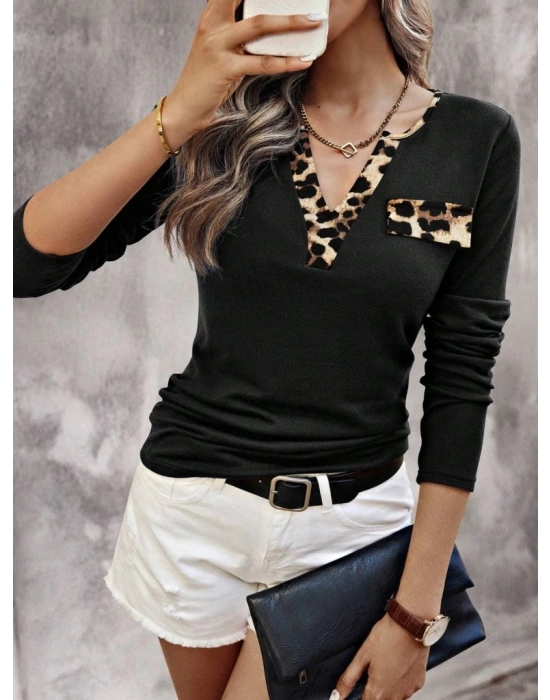 Kadın Uzun Kollu V Yakalı Kaşkorse Bluz