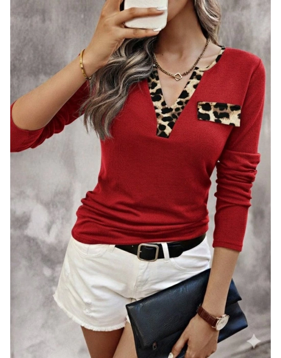 Kadın Uzun Kollu V Yakalı Kaşkorse Bluz