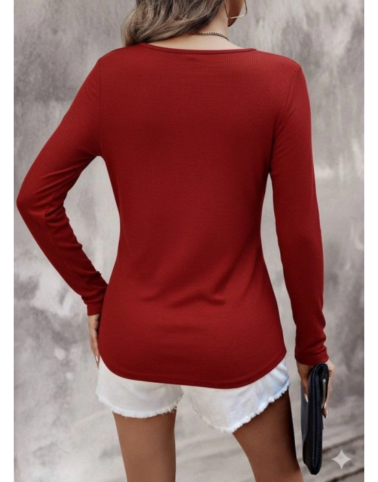 Kadın Uzun Kollu V Yakalı Kaşkorse Bluz