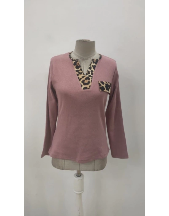 Kadın Uzun Kollu V Yakalı Kaşkorse Bluz