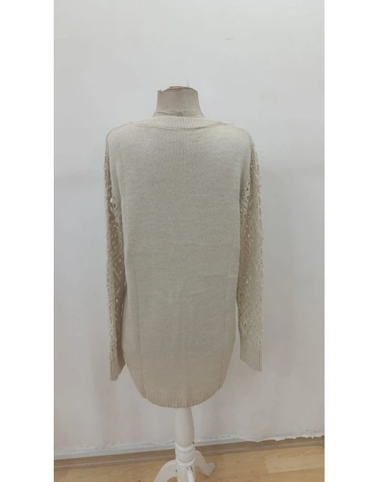 Kadın Uzun Kollu V Yakalı Mini Triko Elbise