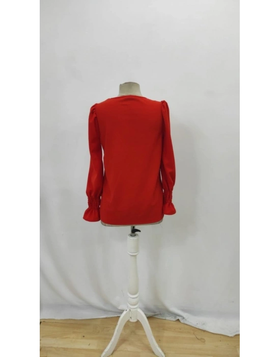 Kadın Uzun Kollu V Yakalı Salaş Ithal Krep Bluz