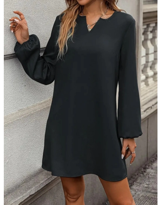 Kadın Uzun Kollu V Yakalı Salaş Ithal Krep Elbise