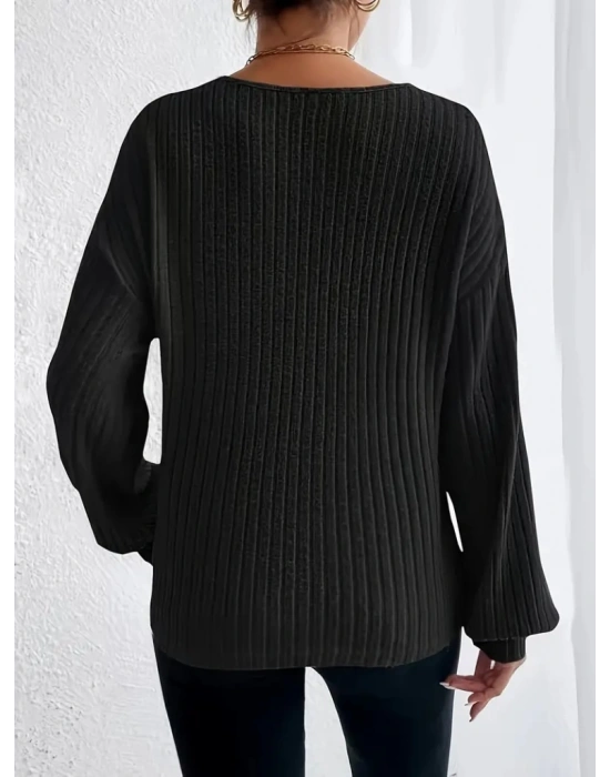 Kadın Uzun Kollu V Yakalı Salaş şardonlu Kaşkorse Bluz