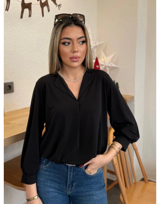 Kadın Uzun Kollu V Yakalı Sandy Bluz