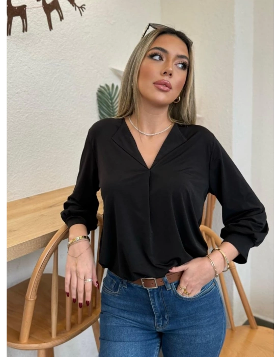 Kadın Uzun Kollu V Yakalı Sandy Bluz