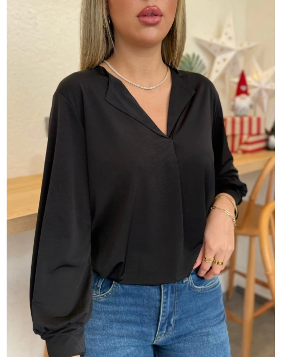Kadın Uzun Kollu V Yakalı Sandy Bluz