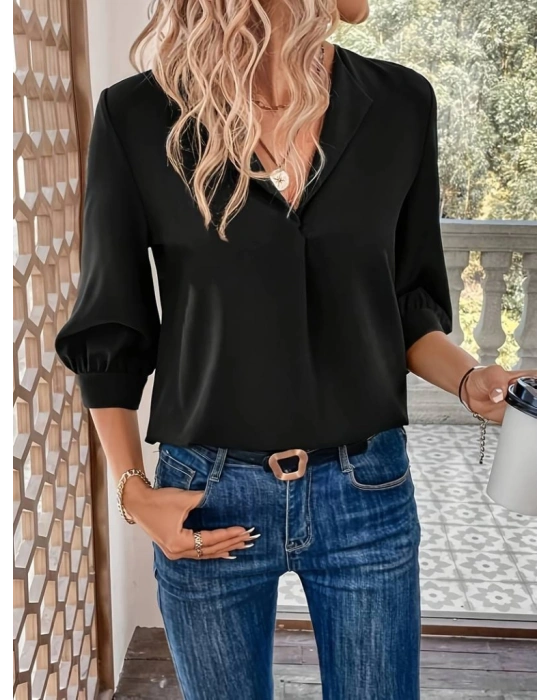 Kadın Uzun Kollu V Yakalı Sandy Bluz