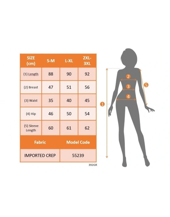 Kadın Uzun Kollu V Yakalı Taşlı Mini Ithal Krep Elbise