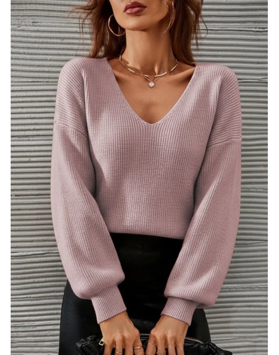 Kadın Uzun Kollu V Yakalı Triko Bluz