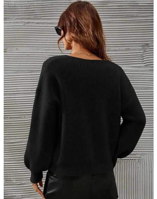 Kadın Uzun Kollu V Yakalı Triko Bluz