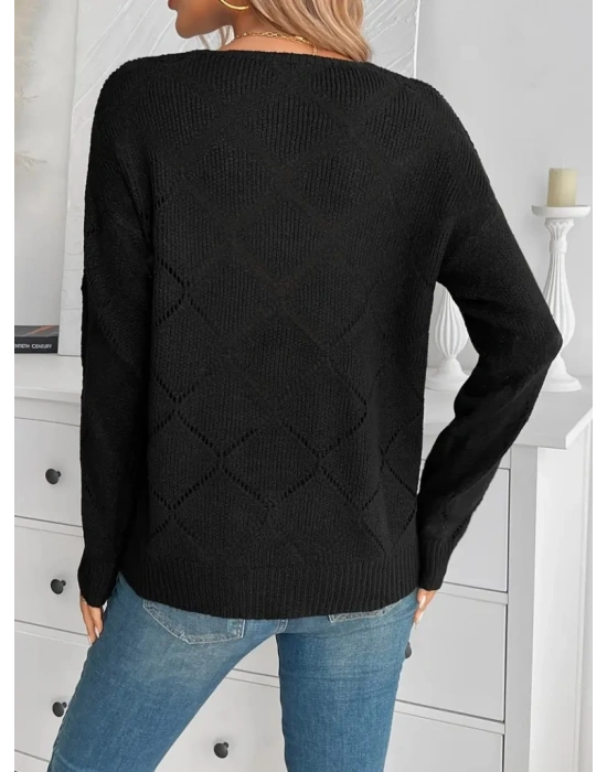 Kadın Uzun Kollu V Yakalı Triko Bluz