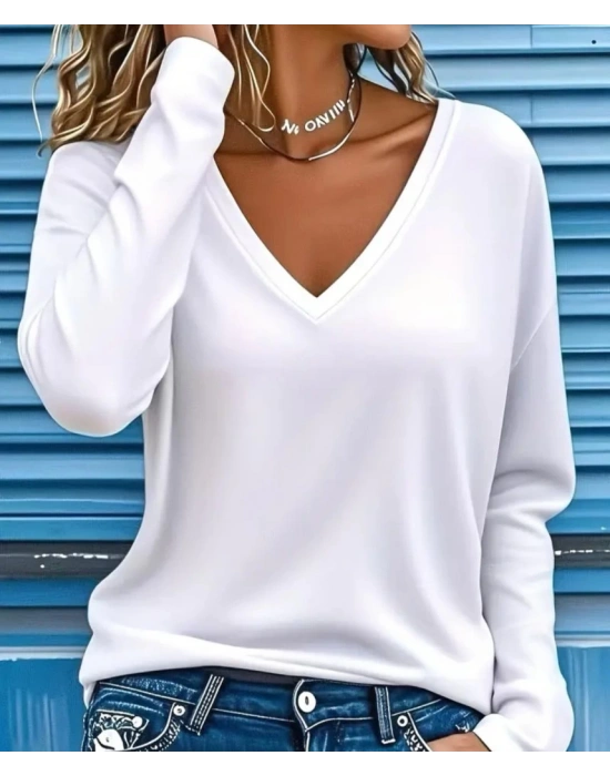 Kadın Uzun Kollu V Yakalı Viskon Iki Iplik Bluz