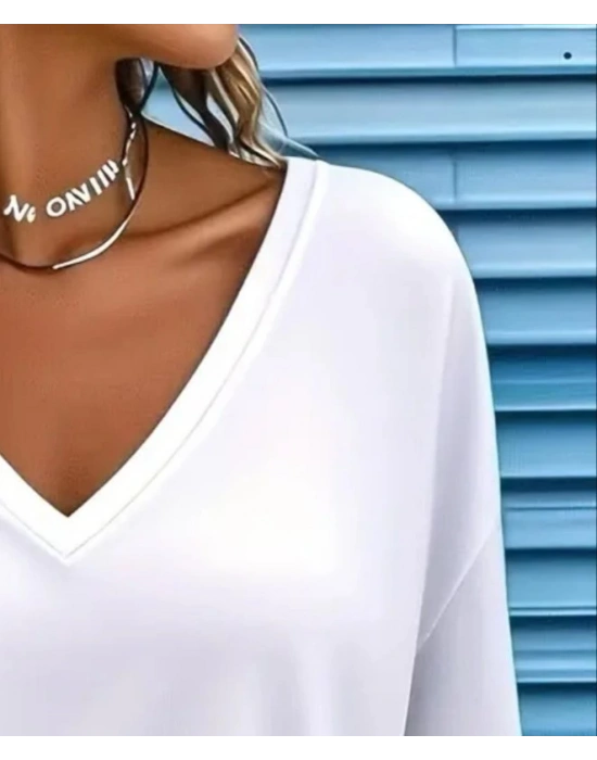 Kadın Uzun Kollu V Yakalı Viskon Iki Iplik Bluz