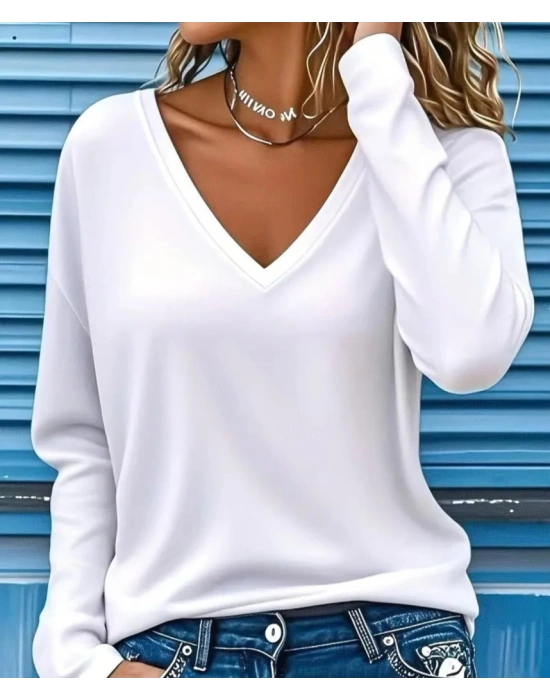 Kadın Uzun Kollu V Yakalı Viskon Iki Iplik Bluz
